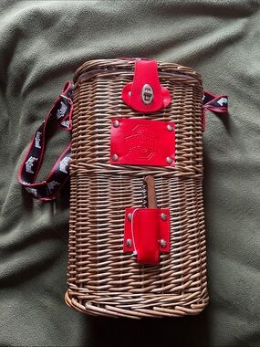 Ohio State Wicker Wine Bottle Cooler Tote Bag with Corkscrew